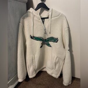 NFL Eagles Pullover Sherpa Hoodie white size small
